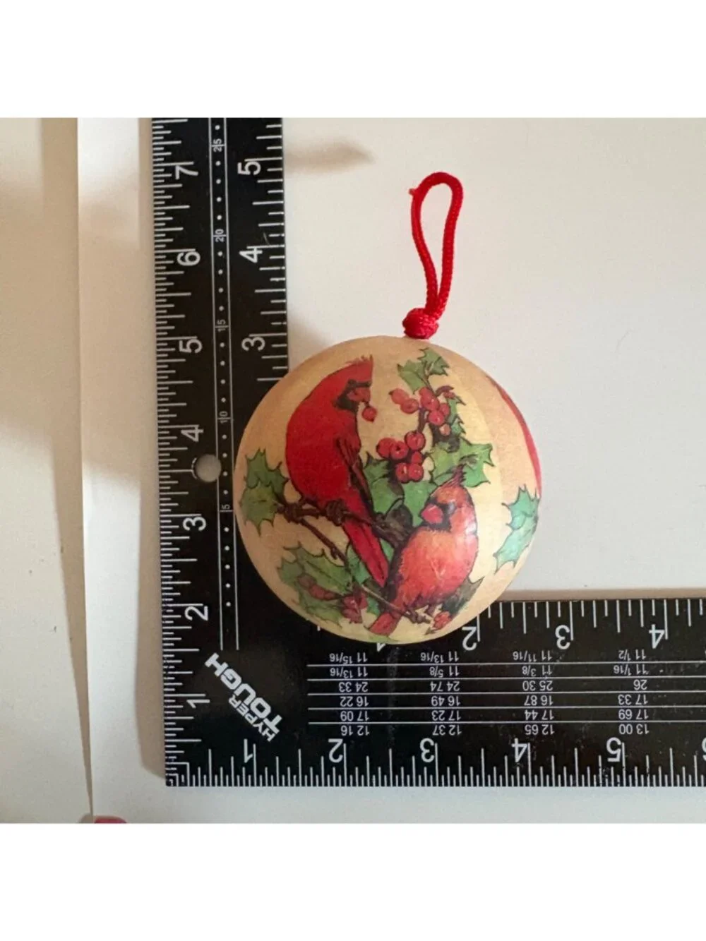 Old Fashioned Christmas Red Cardinal Paper Mache Currier Ives Ornaments Lot VTG